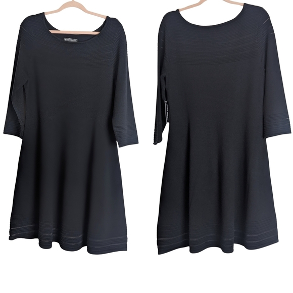 NWT Pull Over Black Sweater Dress Stretch Ribbed Design Women's Size XL - Picture 11 of 11